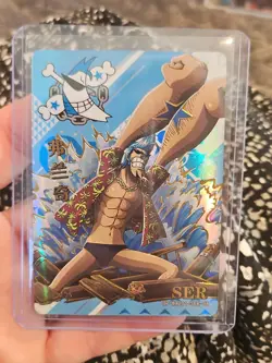 Franky One Piece Trading Card Anime OP-WA201-SER-08 Holo Foil Iron Man - Image 1