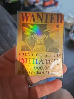 One Piece Mihawk Foil Holo Wanted Dead or Alive Trading Card - Image 1