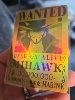 One Piece Mihawk Foil Holo Wanted Dead or Alive Trading Card - Image 2