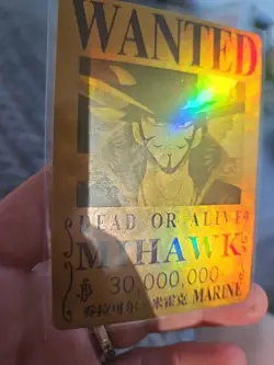 One Piece Mihawk Foil Holo Wanted Dead or Alive Trading Card - Image 4
