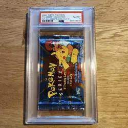 Pokemon Topps TV Animation Series 2 Booster Pack Ash Pikachu PSA 8 - Image 1