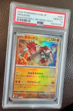 Groudon #080/187 Master Ball Reverse Holo Pokemon JP Terastal Fest Ex PSA 10 Gem - Image 1