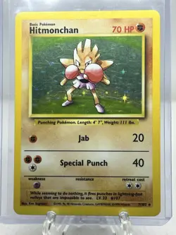Pokemon Hitmonchan 7/102 Holo Base Set - LP WW - Image 1