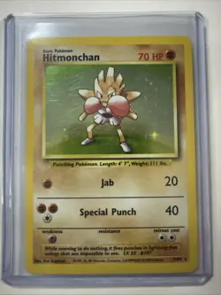 Pokemon Hitmonchan 7/102 Holo Base Set - LP WW - Image 3