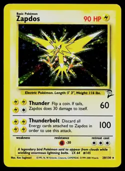 ZAPDOS 20/130 HOLO RARE BASE SET 2 POKEMON HOLO MP - Image 1