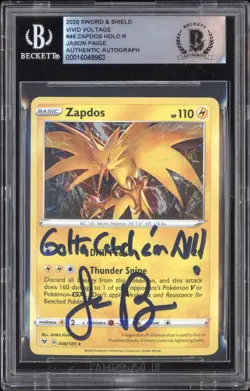 2020 Pokemon SWSH Vivid Voltage #48 Zapdos Jason Paige Signed BGS Auth Auto - Image 1