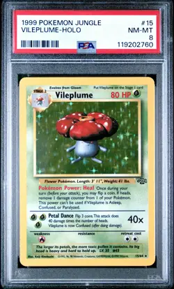 1999 Pokemon Jungle Vileplume Holo #15 Unlimited PSA 8 WOTC Vintage - Image 1