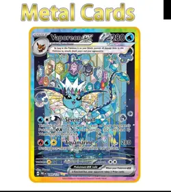 Pokemon Card Stage 1 Vaporeon Ex Carta In Metallo FANMADE inglese Toy - Image 1
