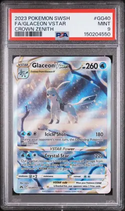 PSA 9 MINT 2023 POKEMON SWSH FA-GLACEON VSTAR #GG40 CROWN ZENITH - Image 1