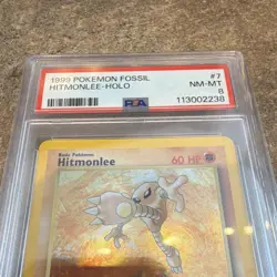 Wizards of the Coast 1999 Pokemon Fossil Hitmonlee 7/62 Holo Unlimited PSA 8 - Image 4