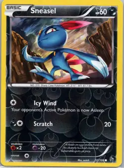 Pokemon TCG Sneasel 51/106 Flashfire Rev Holo LP - Image 1