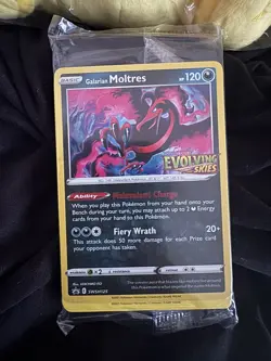 Pokemon TCG Galarian Moltres SWSH125 Evolving Skies!! PRE RELEASE Holo - SEALED - Image 1
