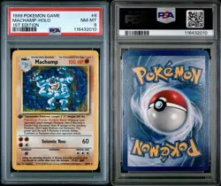 Pokemon 1999 Base Set Machamp Holo & 1st Edition 8/102 PSA Graded 8 - Image 2