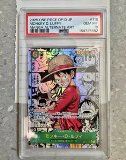MONKEY D. LUFFY MANGA 2025 ONE PIECE JAPANESE ALTERNATE ART OP13-118 PSA 10 ✅ - Image 1