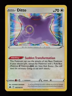 Ditto 107/159 Holo Rare Crown Zenith Pokemon Cards - Image 1