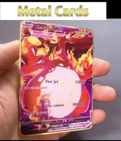 Pokemon Card V Max Charizard VMAX 99999 Carta In Metallo FANMADE inglese Toy - Image 1