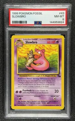 1999 Pokemon Fossil #43 SLOWBRO 43/62 Uncommon Base Set Series Fossil Card PSA 8 - Image 1