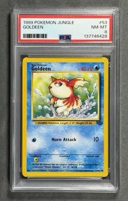 1999 Pokemon Jungle #53 GOLDEEN Base Set Series Basic Common Card 53/64 PSA 8 - Image 1