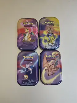 Pokemon TCG Kanto Power Mini Tins 4 Total With Coins USED No Booster Packs - Image 1