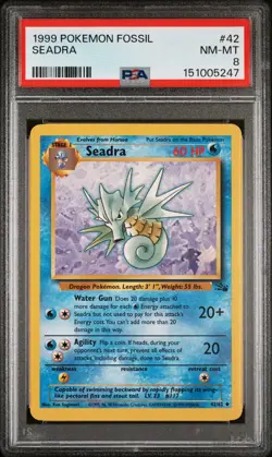 1999 POKEMON FOSSIL #42 SEADRA PSA 8 - Image 1