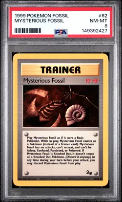 1999 POKEMON FOSSIL #62 MYSTERIOUS FOSSIL PSA 8 - Image 1