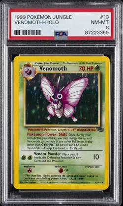 1999 POKEMON JUNGLE #13 VENOMOTH-HOLO PSA 8 - Image 1