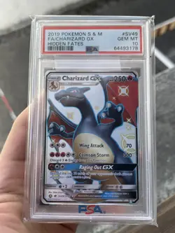 2019 Pokemon S & M Hidden Fates #SV49 FA Charizard GX PSA 10 GEM MINT - Image 1