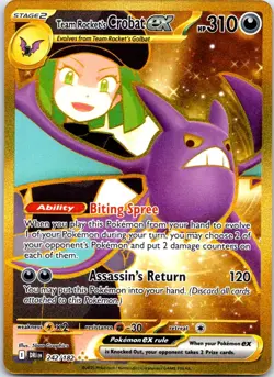 Team Rocket's Crobat ex 242/182 Hyper Rare Destined Rivals Pokemon NM - Image 1