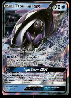 Tapu Fini GX 39/147 Holo GX Rare Burning Shadows Pokemon Near Mint - Image 1