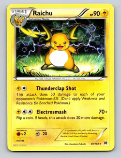 Raichu 49/162 Rare BREAKthrough Pokemon Reverse Holo NM - Image 1