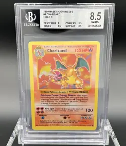 Pokemon Charizard 004/102 Base Set (Shadowless) Holo Beckett (BGS) 8.5 NM-MT+ - Image 1