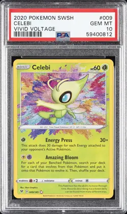 2020 POKEMON SWORD & SHIELD VIVID VOLTAGE #009 CELEBI PSA 10 - Image 1
