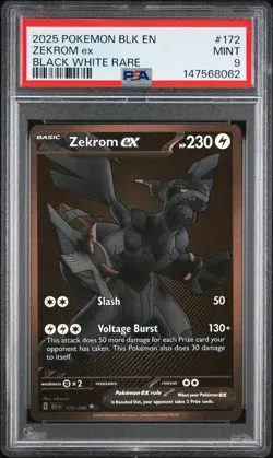 2025 POKEMON BLK EN-BLACK BOLT BLACK WHITE RARE #172 ZEKROM EX PSA 9 - Image 1