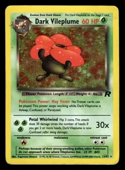 Dark Vileplume 13/82 Unlimited Holo Rare Team Rocket Pokemon Card - Image 2