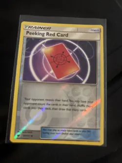 Peeking Red Card 97/111 SM Crimson Invasion Reverse Holo Trainer Pokemon TCG LP - Image 1