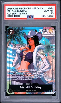 2026 One Piece OP14 EB04 EN Ms. All Sunday Alternate Art #084 PSA 10 GEM MINT - Image 1