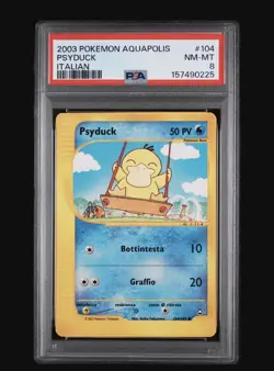 2003 POKEMON AQUAPOLIS #104 PSYDUCK PSA 8 ITALIAN - Image 1