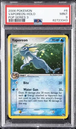 2006 POKEMON POP SERIES 3 #6 VAPOREON-HOLO PSA 9 - Image 1