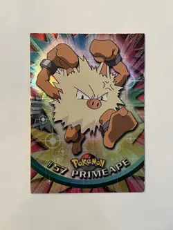 Topps Pokemon Primeape #57 Series 1 Blue Logo 1st Print Rainbow Foil - Image 1