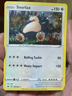 POKEMON SNORLAX 140/202 RARE COSMOS HOLO SWIRL VLP CARD SWORD & SHIELD - Image 1