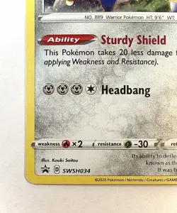 Zamazenta W/ SWIRL - SWSH034 - Black Star Promo Pokemon Card - NM/MINT - Image 2