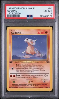 1999 Pokemon Jungle Cubone 1st Edition PSA 8 NM-MT #50 - Image 1