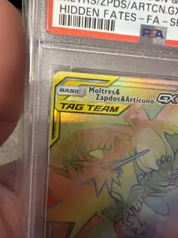 Pokemon Moltres Zapdos Articuno GX Rainbow 2019 Hidden Fates 69/68 PSA 9 - Image 3