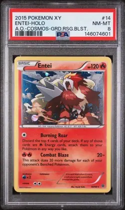 PSA 8 NM-MT Pokemon Entei Ancient Origins GRD. RSG. Blister PK. Cosmos Holo #14 - Image 1