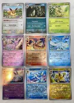 NM Reverse Holo Eeveelutions Complete Prismatic Evolution Pokemon Card Bundle(9) - Image 1