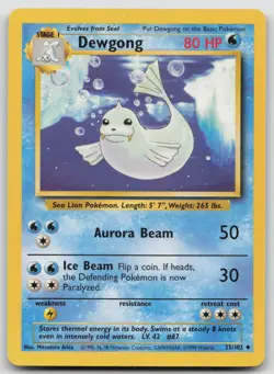 Dewgong 25/102 Base Set Unlimited Pokemon NM Uncommon - Image 1