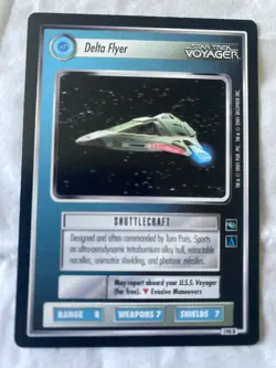 Star Trek CCG 1E Voyager DELTA FLYER Rare Card (LP) - Image 1