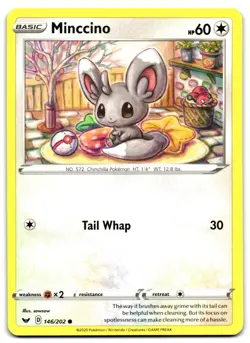 Minccino 146/202 - 🌊 Sword & Shield Common Pokemon TCG 🖤 - LP - Image 1