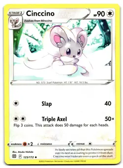 Cinccino 125/172 - 🌊 Brilliant Stars Uncommon Pokemon TCG 🖤 - MP - Image 1