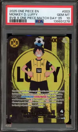 One Piece CCG Monkey.D.Luffy BVB X One Piece Match Day '25 ST13-003 PSA 10 - Image 1